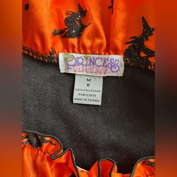 Halloween Princess Paradise Orange Black Witch Costume Size M (8) Vintage - Picture 10 of 12